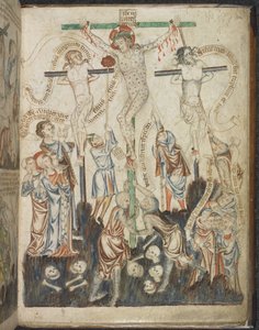 Lisätä. 47682, f.32, Ristiinnaulitseminen, Holkham Bible Picture Bookista, n.1320-30 (vellum) tekijältä English School