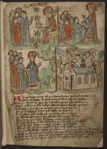 Lisää MS 37049, f.22 The Carthusian Miscellany (uskonnollinen proosa ja säkeet) pohjoisen englanniksi, mukaan lukien tiivistelmä Mandevillen matkoista (muste ja väri paperille) tekijältä English School