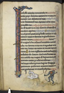 Lisää MS 62925 f.87v Rutland Psalterista, c.1260 (mustetta, väriä ja kultaa perunakalvolla) tekijältä English School