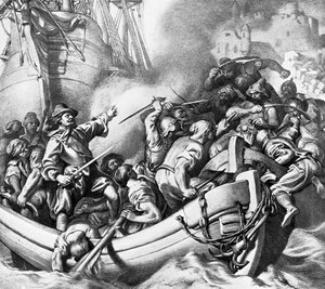 Amiraali Blake ennen Tunisia (litografia) tekijältä English School