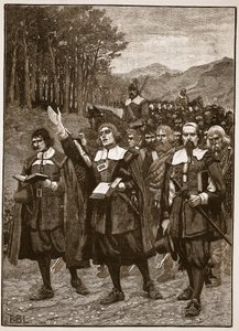 Liittojen eteneminen rajan yli Englantiin, kuvitus Cassells Illustrated History of Englandista (seepiakuva) tekijältä English School