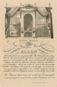Allensin uusien huonekalujen varaston ilmoitus, 61 Pall Mall, Lontoo tekijältä English School