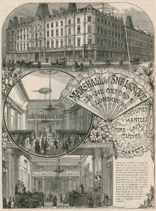 Mainos kohteista Marshall & Snelgrove, Silk Mercers, Lacemen, Hosiers, Vere Street, Oxford Street, Lontoo tekijältä English School