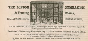 Mainos London Gymnasium & Fencing Roomsista, 123 Oxford Street, Regent Circus tekijältä English School