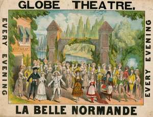 Lontoon Globe-teatterin mainos La Belle Normandesta tekijältä English School