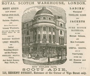 Mainos Royal Scotch Warehousesta, 115 Regent Street, Lontoo tekijältä English School
