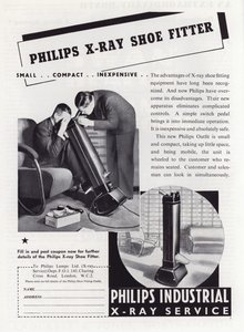 Mainos Philips X-Ray Shoe Fitterille, 1930-luku tekijältä English School