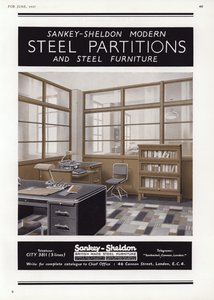 Sankey-Sheldonin teräsosien mainos, 1937 tekijältä English School