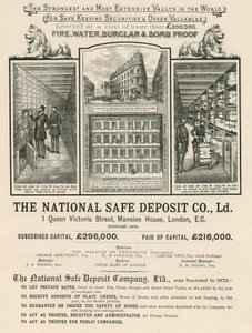 Mainos National Safe Deposit Companysta, 1 Queen Victoria Street, Mansion House, Lontoo tekijältä English School