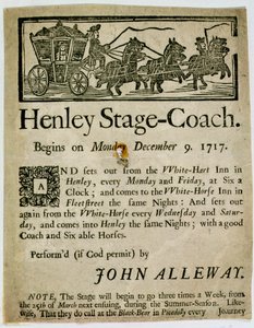 Mainos Henley Stage Coachista, 1717 tekijältä English School
