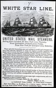 White Star Line -mainos, 1876 (painettu paperi) tekijältä English School