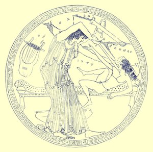 Aedon surmaa Itysin, kuvitus J. E. Harrisonin ja D. S. MacCollin "Greek Vase Paintings" -maalauksista, julkaistu 1894 tekijältä English School