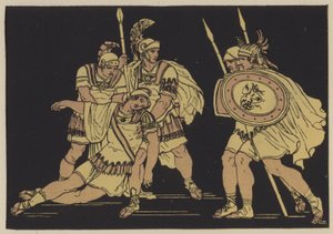 Aeneas ja Lausuksen ruumis (väri litho) tekijältä English School