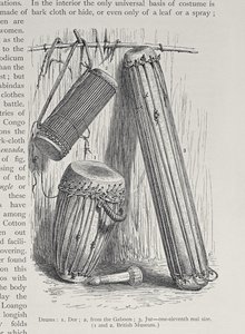 Afrikkalaiset rummut, "The History of Mankind", osa III, prof. Friedrich Ratzel, 1898 tekijältä English School