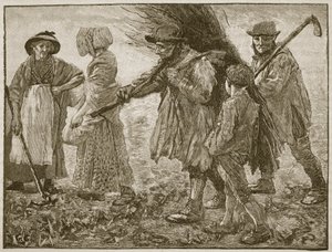 Maataloustyöläiset ensimmäisen uudistusparlamentin aikaan, kuvitus Cassells Illustrated History of Englandista (seepiakuva) tekijältä English School