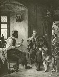Albert Durer vierailee Hans Sachsin luona (kaiverrus) tekijältä English School