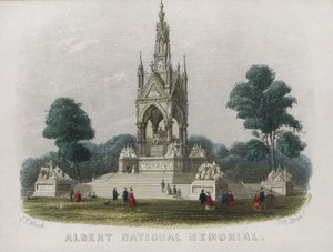 Albert Memorial, Kensington Gardens, Lontoo (värillinen kaiverrus) tekijältä English School