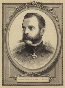 Aleksanteri II, koko Venäjän tsaari (kaiverrus) tekijältä English School