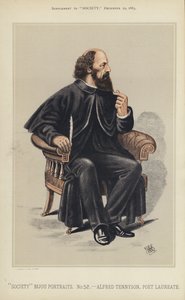 Alfred Tennyson, runoilijapalkinnon saaja (väri litho) tekijältä English School