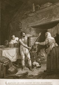 Alfred in the House of the Neatherd, kuvitus David Humesista Englannin historia, pub. R. Bowyer, Lontoo, 1812 tekijältä English School
