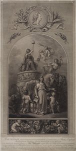 "Allegory of the City of London with Sword of the State and City Charta" (litografia) (litografia) tekijältä English School