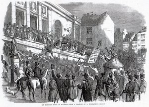 Vaalikohtaus Kilkennyssä, kuvitus "The Illustrated London Newsista", 14. toukokuuta 1859 tekijältä English School