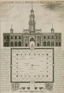 Lontoon Royal Exchangen korkeus, suunnitelma ja historia tekijältä English School