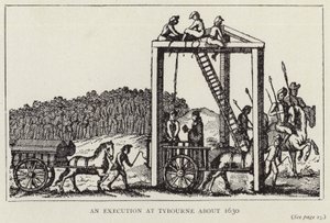 Teloitus Tybournessa noin vuonna 1630 (litografia). tekijältä English School