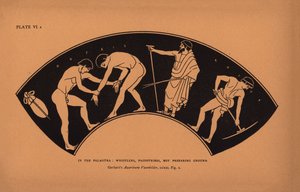 Antiikin Kreikan koulutus: Paidotribes, poika valmistelee maata (litografia). tekijältä English School