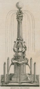 Muinainen kellotaulu ja suihkulähde, pystytetty vuonna 1656 Leadenhall Corneriin, Lontooseen tekijältä English School