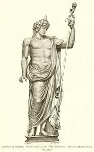 Antinous kuin Bacchus. Patsas löytyi Villa Hadrianasta. (Vatikaani, pyöreä huone, nro 540) tekijältä English School