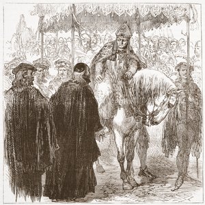 Arkkipiispa Arundel Oxfordissa, kuvitus James Aitken Wylien (1808-1890) teoksesta The History of Protestantism, pub. 1878 tekijältä English School