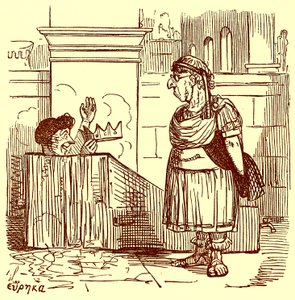 Archimedes lämpimässä kylvyssä, kuvitus Gilbert Abbott a Beckettin teoksesta The Comic History of Rome, julkaistu n. 1850 (digitaalisesti paranneltu kuva) tekijältä English School