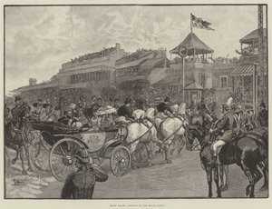 Ascot Races, kuninkaallisten juhlien saapuminen (kaiverrus) tekijältä English School