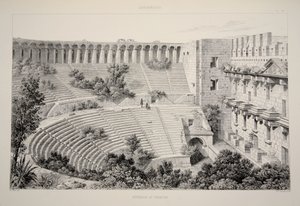 Aspendu - Teatterin sisätilat, teoksesta The Principal Ruins of Asia Minor, pub. 1863 (litografia) tekijältä English School