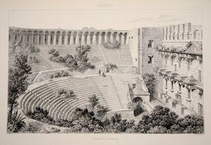 Aspendu - Teatterin sisustus, pubi. 1863 litografia. tekijältä English School