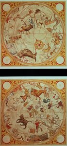 Astrologinen kalenteri, horoskooppimerkit, n.1660 (käsinvärinen kaiverrus) tekijältä English School