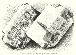Australia: Government House and General Post Office, Adelaide (kaiverrus) tekijältä English School