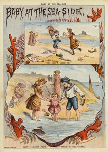 Vauva meren rannalla (chromolitho) tekijältä English School