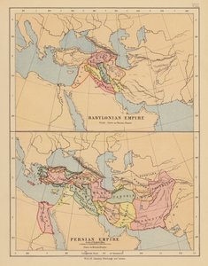 Babylonian valtakunta; Persian valtakunta (värilitografia) tekijältä English School