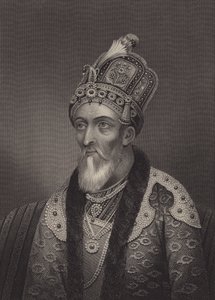 Bahadur Shah II, viimeinen mogulien keisari (kaiverrus). tekijältä English School