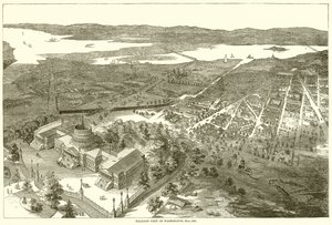 Ilmapallonäkymä Washingtonista toukokuussa 1861 tekijältä English School
