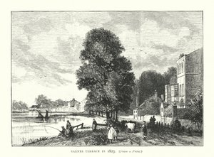 Barnes Terrace vuonna 1823 (kaiverrus). tekijältä English School