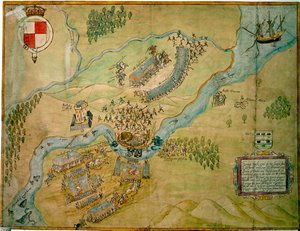 Erne Fordin taistelu vuonna 1593 (kynä ja muste pesulla paperille) tekijältä English School
