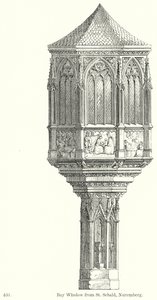 Erkkeri-ikkuna St Sebaldista, Nürnberg (kaiverrus) (kaiverrus) tekijältä English School