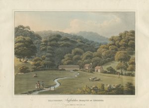 Beaudesert Park: värillinen akvatintakaiverrus, 1816 tekijältä English School