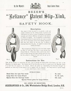 Bezers Reliance Patent Slip-Link ja turvakoukku tekijältä English School