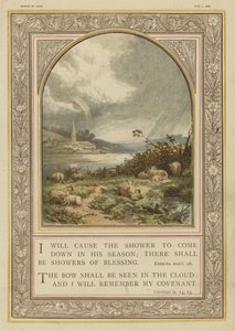 Raamattu, sateet ja sateenkaaret, Hesekiel, Genesis (chromolitho) tekijältä English School