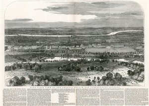 Lintunäköala kristallipalatsiin ja ympäröivään maahan, suuri näyttely, 1851 tekijältä English School