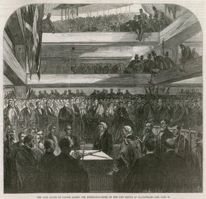 Blackfriarsin silta. Peruskiven muurin seremonia 20. heinäkuuta 1865 tekijältä English School